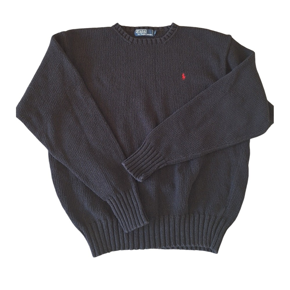 VTG‎ Polo Ralph Lauren Sweater Men's XL Cotton Crewneck Sweater Black